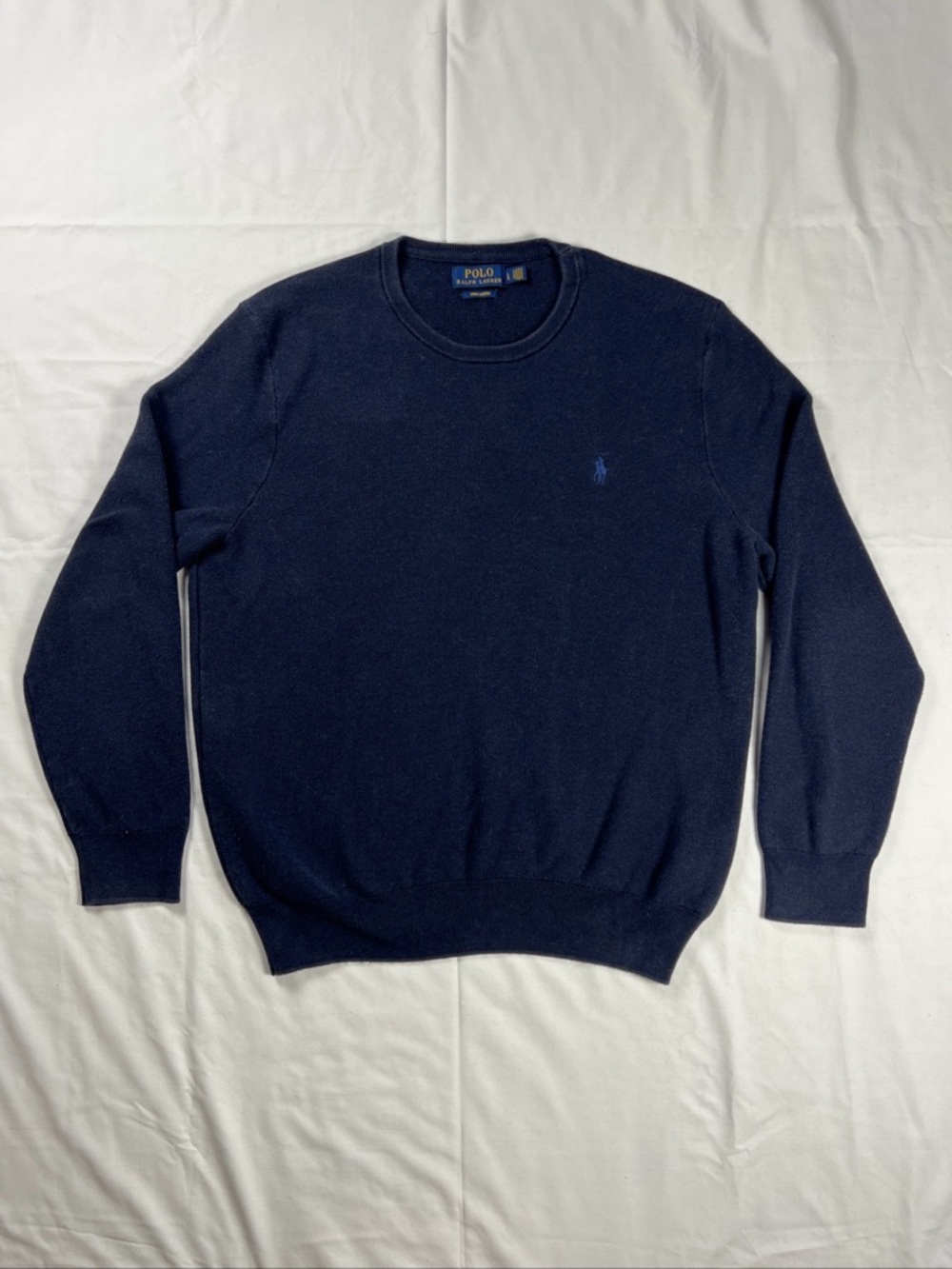 Polo Ralph Lauren Mens Sweater Large Blue Cotton Crewneck
